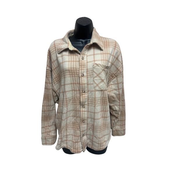 PINK Victoria's Secret Beige Plaid Button Down - XS - Picture 1 of 11